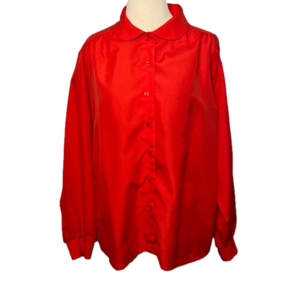 Vintage Lucky Winner Long Sleeve Blouse USA Red 18